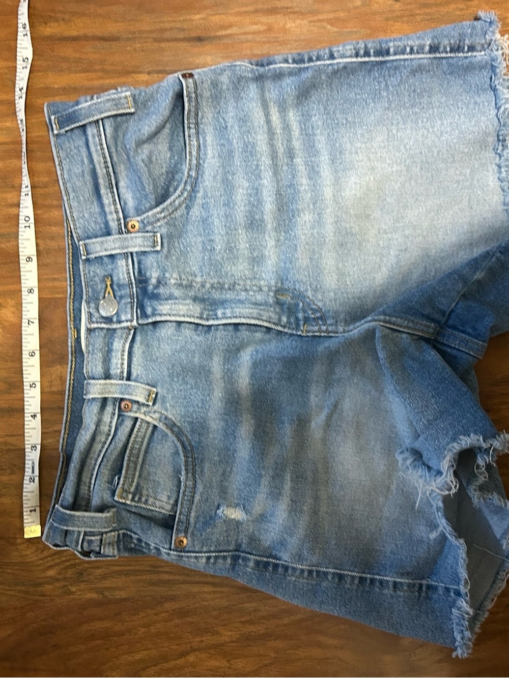 Denim Cutoff Shorts Levi Strauss Frayed Hem Distressed Festival Concert Western - Picture 8 of 8